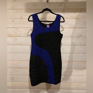 Jolie | Black & Blue Midi Dress